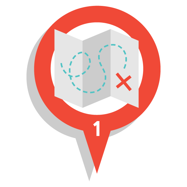 Icon of pin with a map and the number 1