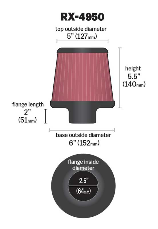 K&N RX-4950 Universal X-Stream Clamp-On Air Filter