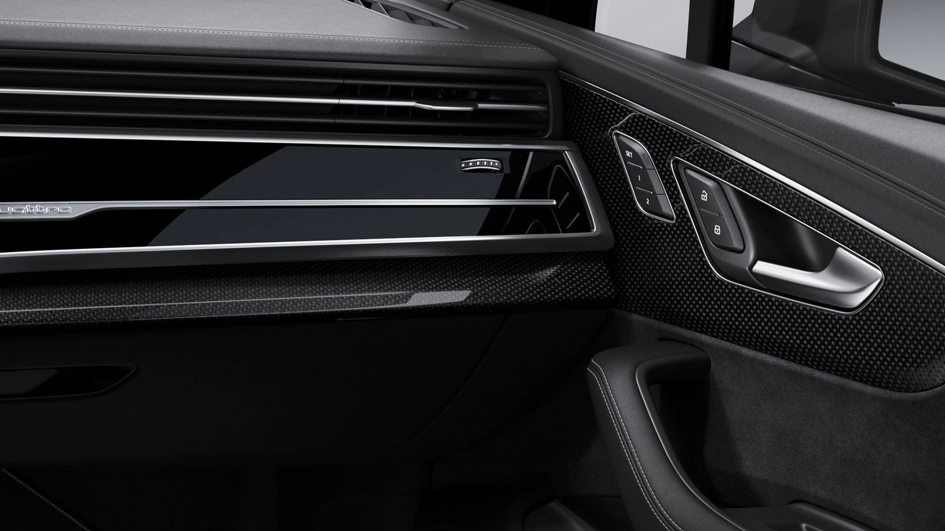 2022 Audi SQ7 Close-up of the Carbon Vector inlays in the Audi SQ7.