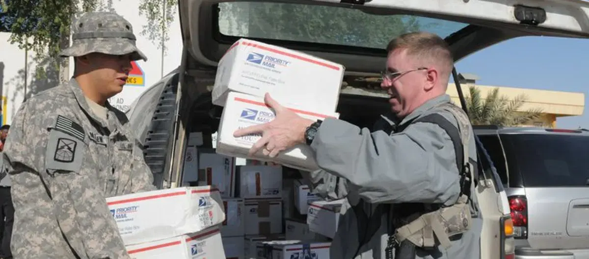 American troops loading up U.S. mail