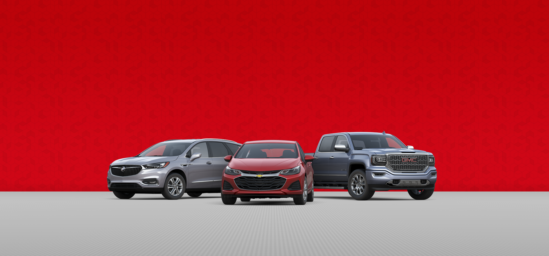 A lineup of GM vehicles