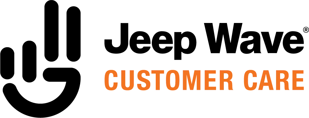 Jeep Wave Customer Care logo A symbol of a hand making a peace sign next to the words 'Jeep Wave Customer Care.'