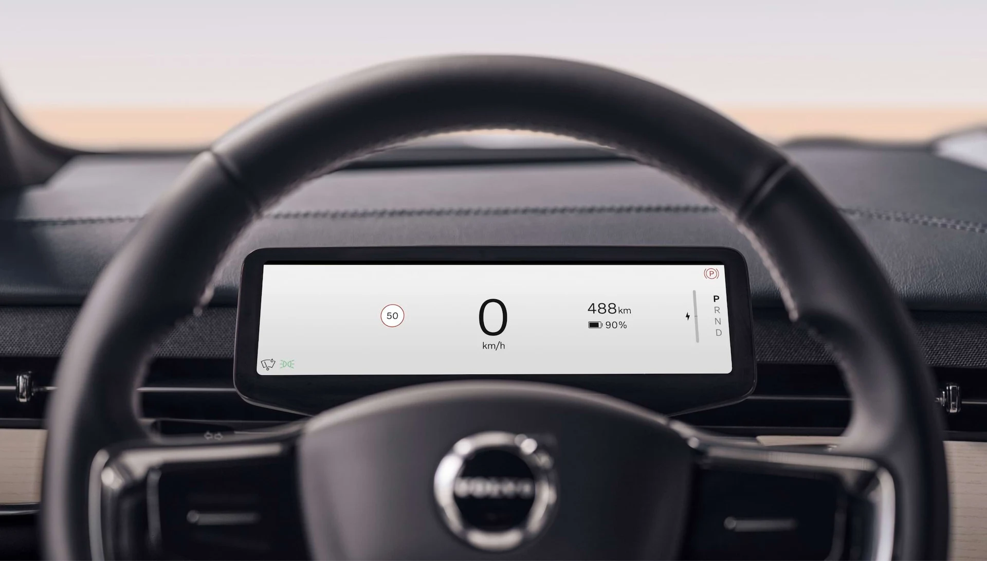 2023 Volvo EX90 Closeup of driver readout