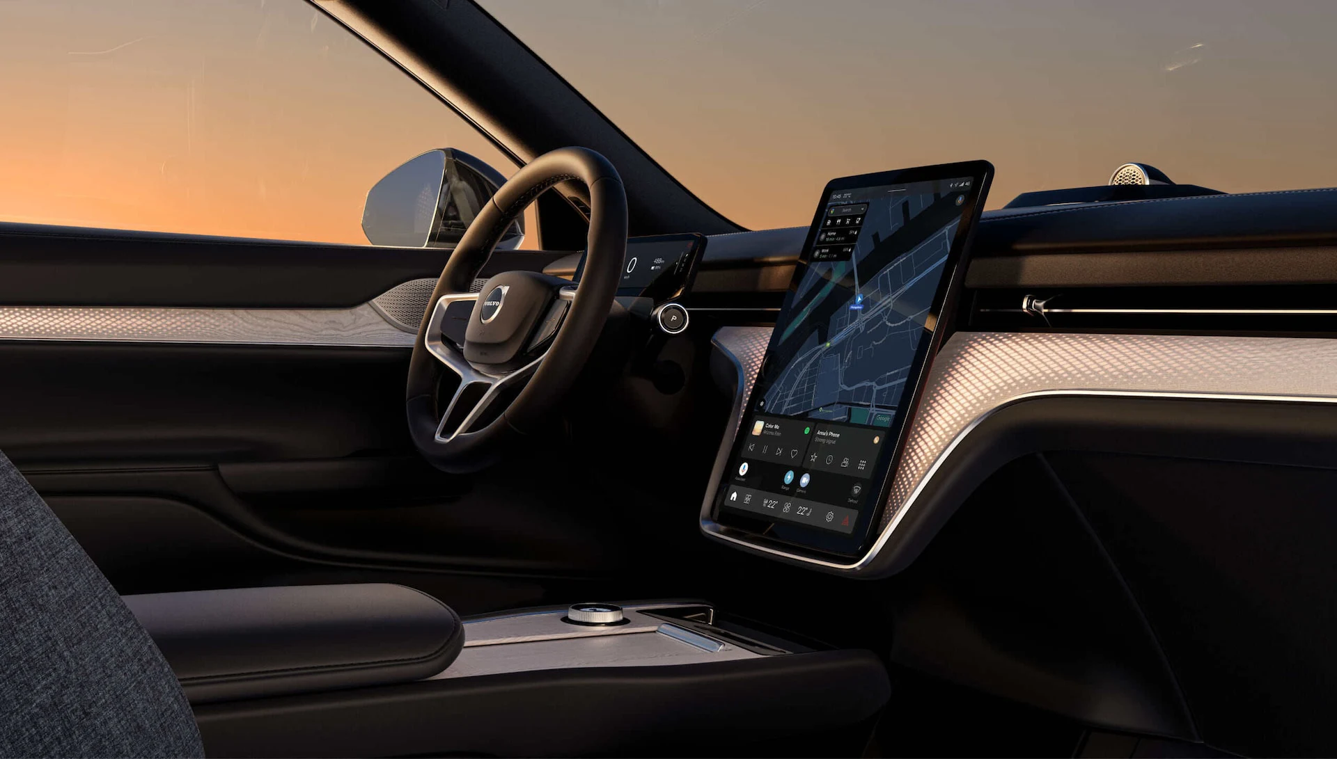 2023 Volvo EX90 Interior sunset dashboard shot