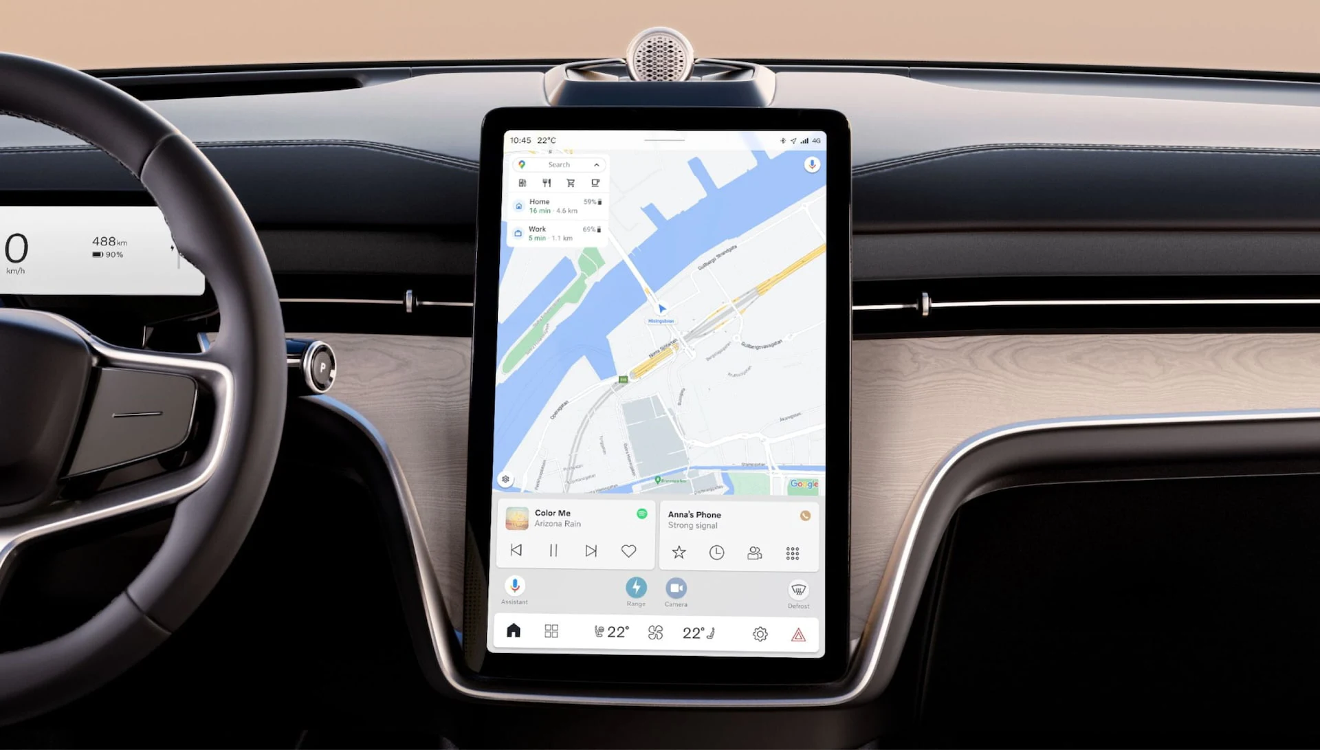 2023 Volvo EX90 Closeup of frameless 14.5 inch touchscreen