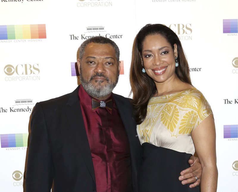 Laurence Fishburne with cool, Wife Gina Torres 