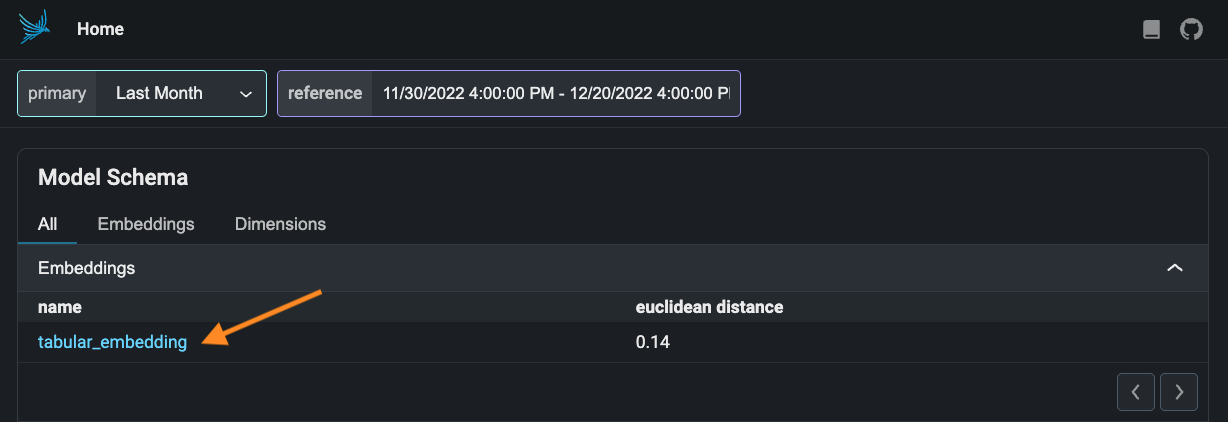 click on tabular embeddings