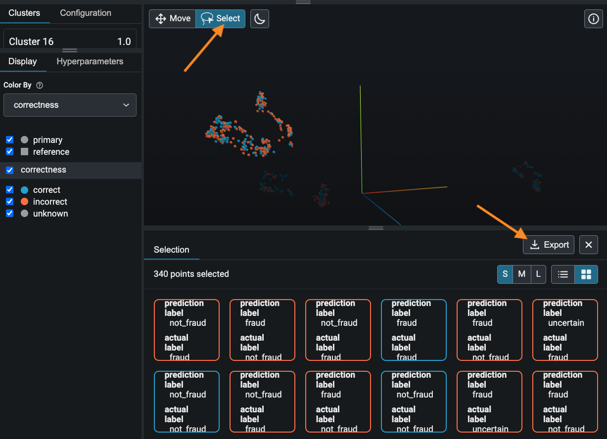 select points with lasso and export