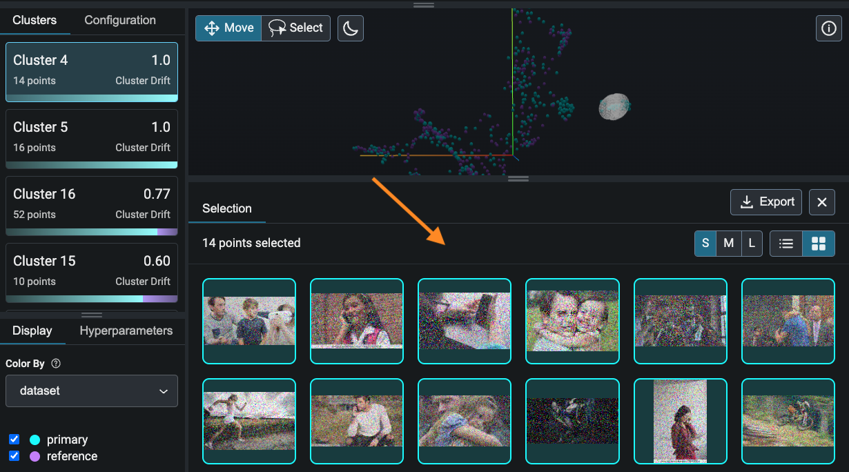inspect points in cluster