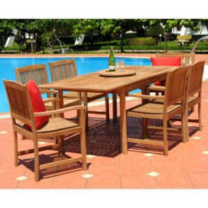 7pc Teak Wood Patio Dining Set