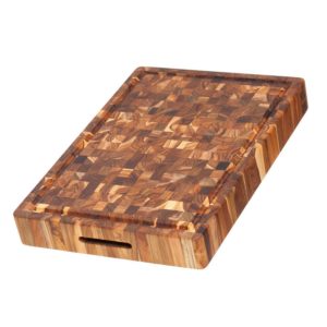 Teak Rectangular Cutting Board With Hand Grip And Juice Canal