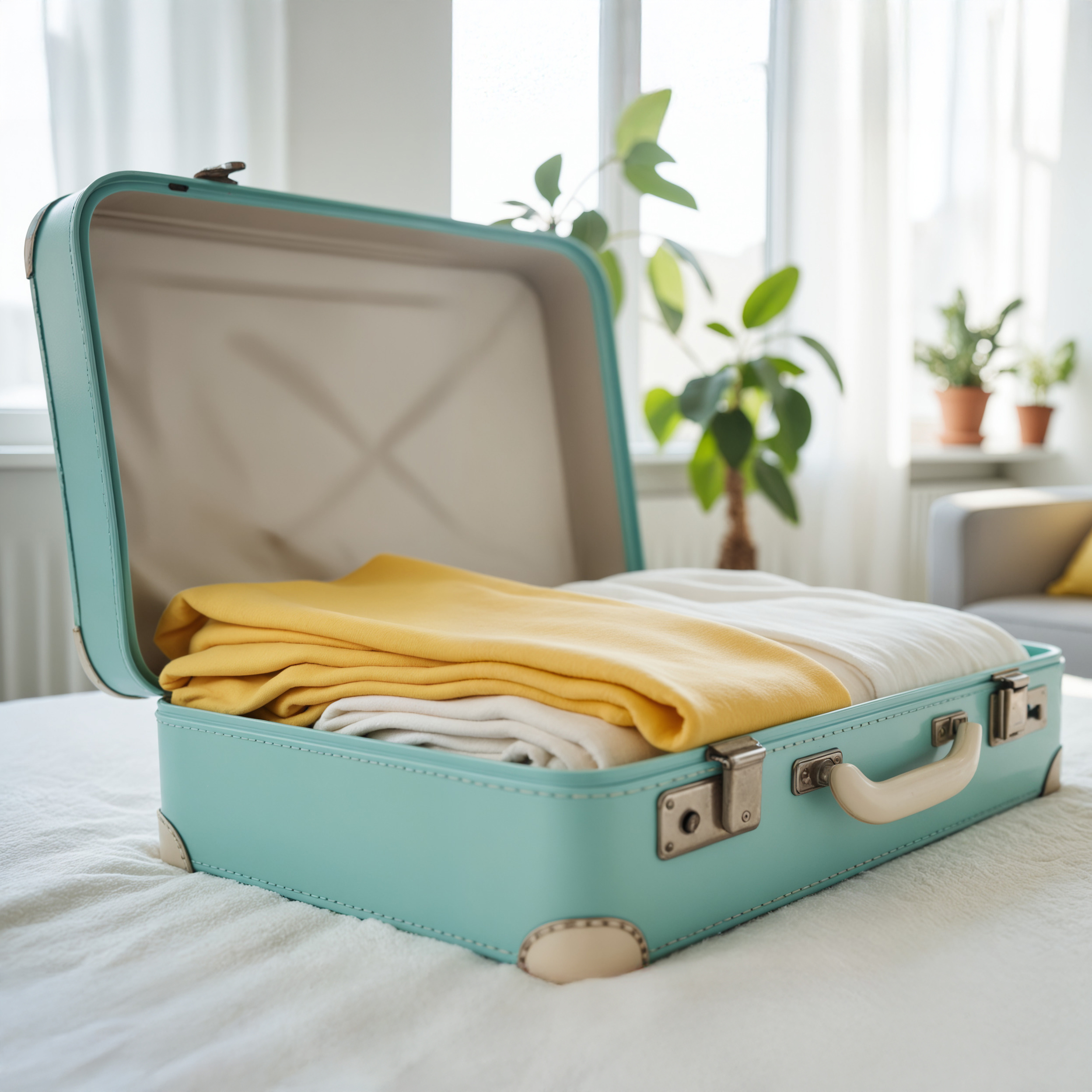 Light blue carry on luggage