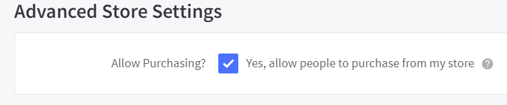 Advanced store setings