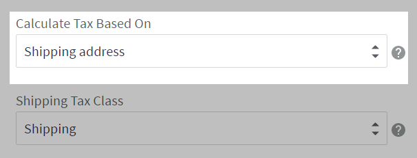 tax setting for calculating taxes based on shipping, billing or store address