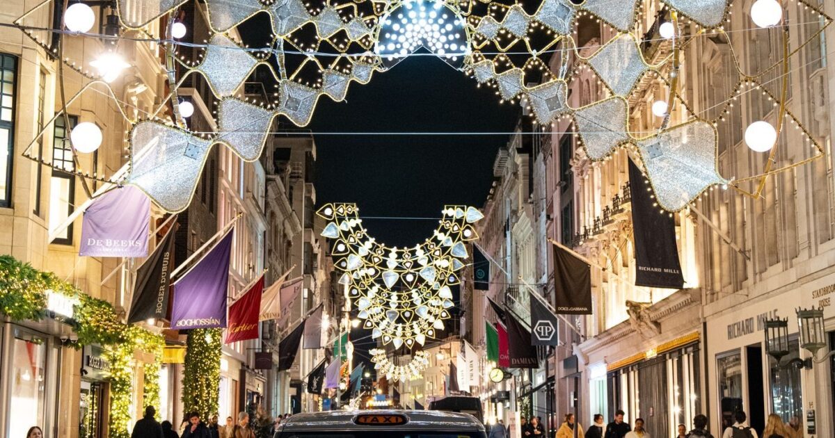 Christmas Time at Louis Vuitton Luxury Shop in New Bond Street