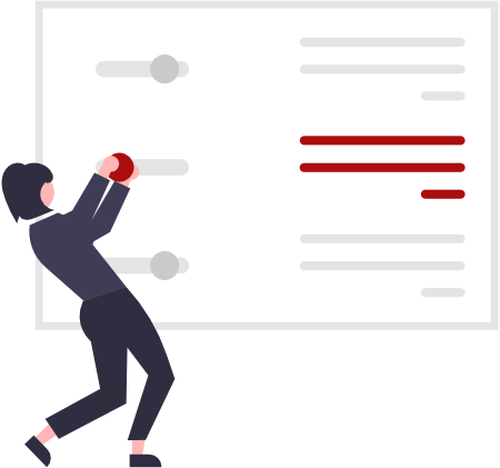 Female character adjusting slider controls in a user dashboard.