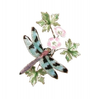 Bovano - W7616 - Check Winged Dragonfly on Pink Flowers