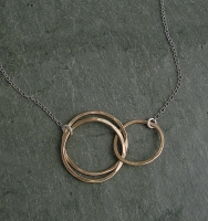 J & I Sterling Silver and 14k Gold Filled Interlocking Rings Necklace - GFX92N