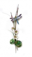 Bovano - W7627 - Blue Dragonfly with Flowers & Cattails