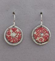 Joanna Craft - Earrings: Sterling Silver & Red Enamel - EE-10