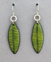 Joanna Craft - Earrings: Sterling Silver & Enamel - EE32 Green Leaf