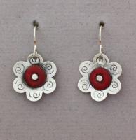 Joanna Craft - Earrings: Sterling Silver & Enamel - EE61 Red