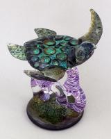 Gibbons - Sea Turtle Swimming Aqua Barnacles on Aqua & Purple