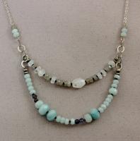 J & I - Sterling Silver Necklace with Amazonite, Labradorite & Moonstone - AMT501N