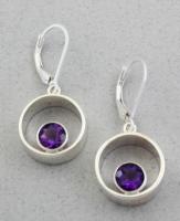 Jeff McKenzie - GemDrops - Leverback Large Hoop Earrings - Amethyst in Sterling Silver