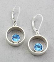 Jeff McKenzie - GemDrops - Leverback Large Hoop Earrings - Blue Topaz in Sterling Silver Hoop