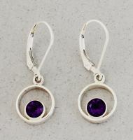 Jeff McKenzie - GemDrops - Leverback Small Hoop Earrings - Amethyst in Sterling