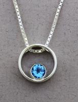 Jeff McKenzie - GemDrops - Large Hoop Necklace - Blue Topaz in Sterling Silver Hoop