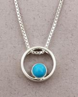 Jeff McKenzie - GemDrops - Large Hoop Necklace - Turquoise in Sterling Silver Hoop