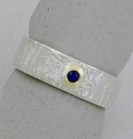 Jeff McKenzie - Ring - Reticulated Silver, and 18K Gold with Sapphire RR7