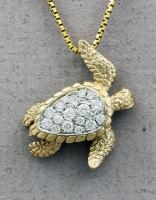 Steven Douglas - Sea Turtle with Diamond pave' Pendant SLP112