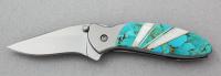 Santa Fe Stoneworks - JS65 Kershaw Chive - Turquoise and Mother of Pearl