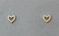 The Touch: Earrings Gold 14K Tiny Heart with Diamond Pave' G2-078