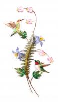 Bovano - W7643 Ruby Throated Hummingbirds with Bleeding Hearts, Columbine & Fern