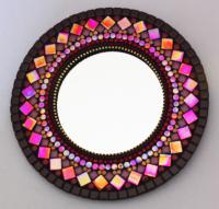 Zetamari Mosaic - Medium Round Mirror:  Garnet Mandala ZM25