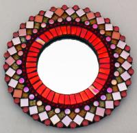 Zetamari Mosaic - Small Round Mirror: Fire ZM18