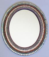 Zetamari Mosaic - Large Oval Mirror: Silver with Peach and Mauve ZM3