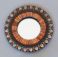 Zetamari Mosaic - Small Round Mirror: Bronze and Silver ZM8 