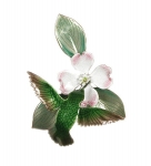 Bovano - W459 - 3D Hummingbird on White Dogwood Flower
