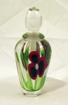 Abelman Perfume Bottle: Red & Black Floral with Green Foliage