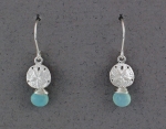 Betsy Frost - Sand Dollar Dangle Earrings with Aqua Chalcedony - ESS-AQ/C