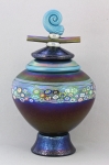 Hanson Art Glass:  Lidded Nautilus Vessel with Murrini