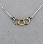 J & I Sterling Silver and 14k Gold Filled Interlocking Rings Necklace - GFX502N