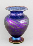 Opal Art Glass - Blue Luster Round Escher Vase