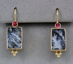 Patrick Murphy - Dendritic Quartz & Red Spinel Earrings 14028-18