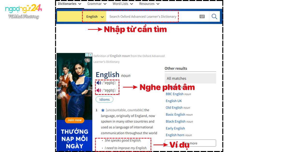 Web tra phiên âm tiếng Anh Oxford Dictionaries
